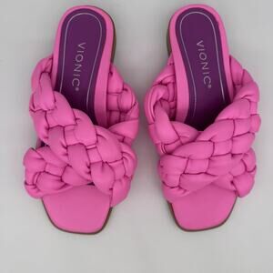 Vionic Womens Kalina Braided Slide Sandal‎ Size 5 Bubblegum Pink Preppy Support